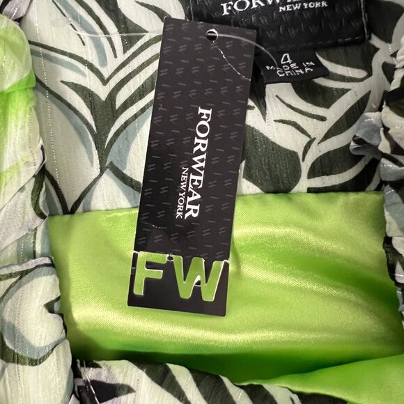 Forwear New York Womens Green Floral Print Chiffon Slip Dress Sleeveless size 4 - Picture 11 of 13